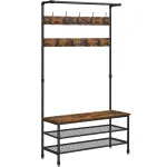 Cuier de hol VASAGLE cu bancă, 9 cârlige și suport pantofi, industrial