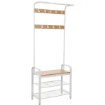 Cuier pentru hol VASAGLE cu bancă, raft pantofi și 9 cârlige, stejar