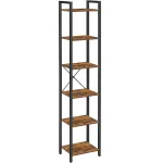 Biblioteca ingusta VASAGLE cu 6 rafturi, stil industrial, maro rustic