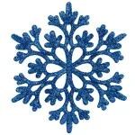 Set 12 decoratiuni pentru brad fulg de zapada, 10 cm, albastru cu sclipici
