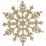 Set 3 decoratiuni pentru brad, fulg de zapada auriu, 12 cm