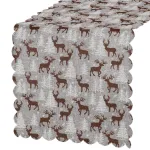 Fata de masa decorativa de Craciun din stofa, gri, 35x186 cm