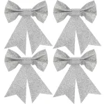 Set 4 fundite decorative argintii pentru bradul de Craciun, 13 cm