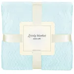 Pătură pufoasă dublă 200x220 cm, 2 fețe, model în relief, albastră