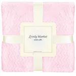 Patura pufoasa roz pentru 2 persoane, 2 fete, model in relief, 200x220 cm