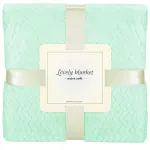 Pătură pufoasă dublă verde, 2 fețe, model în relief, 200x220 cm