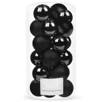 Set 20 globuri de Craciun negre, 3 modele, 4 cm, incasabile