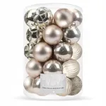 Set 30 globuri de Craciun aurii, 6 modele, 8 cm, incasabile