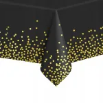 Față de masă de unică folosință pentru petreceri, negru-auriu, 137x272 cm