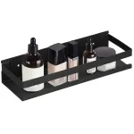 Raft de baie de perete negru, montaj cu lipici sau suruburi, 30 cm