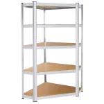 Raft de colț metalic modular pentru depozitare, 5 polițe, 875 kg