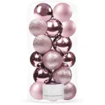 Set 20 globuri de Craciun roz, 4 cm, 3 finisaje, incasabile