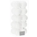 Set 20 globuri de Craciun albe mate, 8 cm, din plastic incasabil