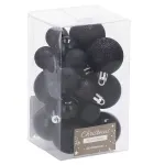 Set globuri de Craciun negre, 25 bucati, 3 modele, 2.5 si 4 cm