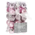 Set globuri de Craciun roz, 30 bucati, 3 modele, 3 cm, incasabile
