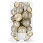 Set globuri de Crăciun aurii, 30 bucăți, 3 modele, 4/5/6 cm