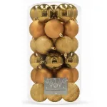 Set globuri de Craciun aurii, 30 bucati, 3 modele, 6 cm, incasabile