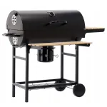 Gratar pe carbuni cu capac, termometru si 2 rafturi laterale 101x70x94 cm