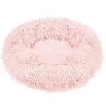 Pat pufos Sersimo pentru caini si pisici, husa detasabila, roz, 80 cm