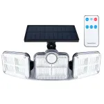 Proiector LED solar modular cu 3 lampi reglabile si telecomanda
