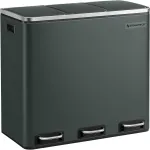 Cos de gunoi reciclare Songmics din inox, 3 compartimente, 54L, gri inchis