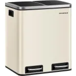 Coș de gunoi dublu SONGMICS 2x15L cu pedale separate și soft-close, bej