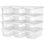 Set 12 cutii de depozitare pantofi Songmics, stivuibile, transparente, marimea 41