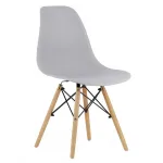 Scaun dining scandinav gri pentru bucatarie, cu picioare din lemn, 82 cm