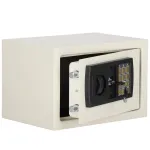 Seif electronic din otel cu cifru si cheie, 30x20x20 cm, bej