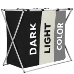 Cos de rufe cu 3 compartimente, pliabil, cadru aluminiu, 146L