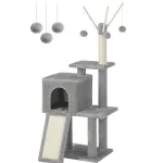 FEANDREA Ansamblu de joaca pentru pisici, tip copac, cu scara si ascunzatoare, 42x32x118cm, gri deschis