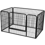 Tarc pentru câini FEANDREA XXL din fier, cu ușă de acces, 122x80x70 cm, negru