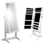 Dulap cu oglindă pentru bijuterii și cosmetice, alb, 35x120 cm