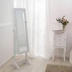 Dulap de bijuterii cu oglindă și spațiu de depozitare, 35x139 cm, alb