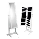 Dulap de bijuterii cu oglindă și spațiu de depozitare, 35x139 cm, alb