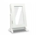 Dulapior de bijuterii cu oglinda si suport, alb, 21x36x15 cm