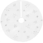 Covoras sub brad de Craciun 55 cm, imitatie blana alba cu paiete argintii