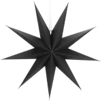 Stea decorativa 3D din hartie, 9 colturi, 60 cm, neagra