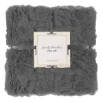 Patura pufoasa dubla fata pentru 2 persoane, 160x200 cm, gri grafit