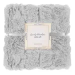 Patura pufoasa dublu fata pentru 2 persoane, 200x220 cm, gri deschis