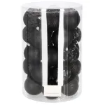 Set 30 globuri de Craciun negre, 8 cm, 6 modele, din plastic