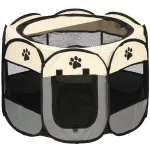 Tarc pliabil pentru animale de companie, 73 cm, gri-crem, textil