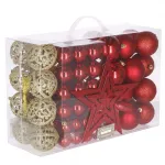 Set globuri de Craciun 100 piese, 3-6 cm, rosu auriu, plastic incasabil