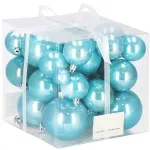 Set globuri de Craciun albastre perlate, 37 piese, 3-8 cm