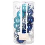 Set globuri de Craciun 30 piese, 6 cm, transparente si albastre