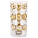 Set globuri de Crăciun alb auriu, 30 bucăți, 5 cm, modele festive