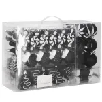 Set globuri si decoratiuni de Craciun negre, 77 piese, diverse dimensiuni