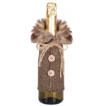 Husă decorativă pentru sticlă de Crăciun cu blăniță, maro, 24 cm