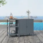 Set mobilier exterior Bolognano cu dulap si raft, gri antracit mat