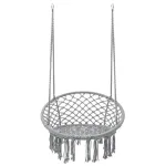 Scaun suspendat rotund cu franjuri pentru casa si gradina, gri, 150 kg
